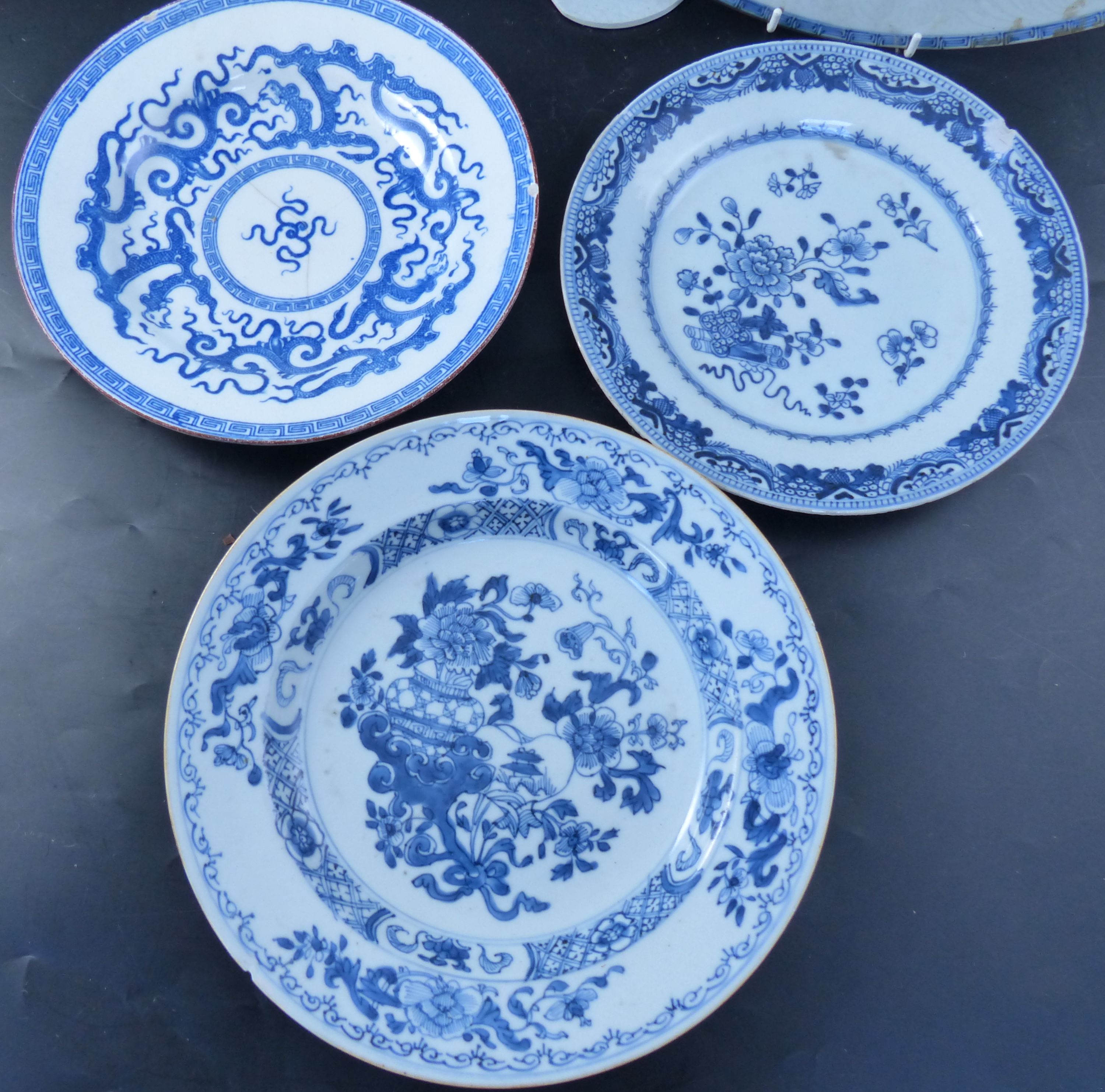 A group of eight assorted Qianlong plates and dishes, largest 39cm (a.f.)